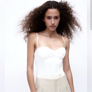 Zara White Bustier-Style Bodysuit